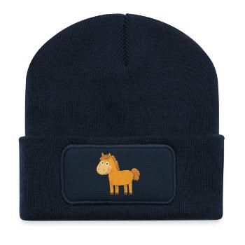 Horse - Recycled Patch Beanie - french navy - Front