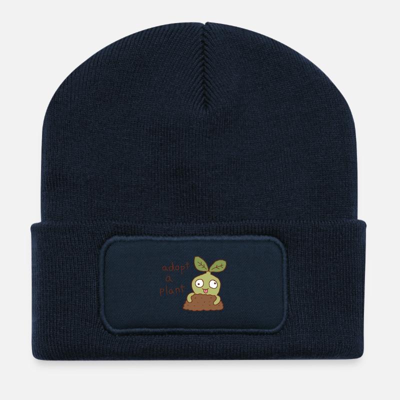 Adopt a Plant Cute Seedling - Recycled Patch Beanie - french navy