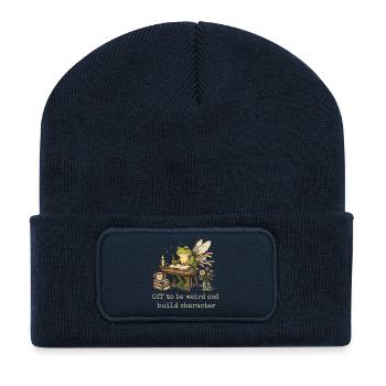 Grenouille Fée Cottagecore | Citation Motivation - Beanie recyclé à patch - bleu marine - Devant