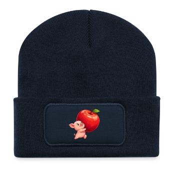 Apple Pig Cartoon - Recycled Patch Beanie - french navy - Front