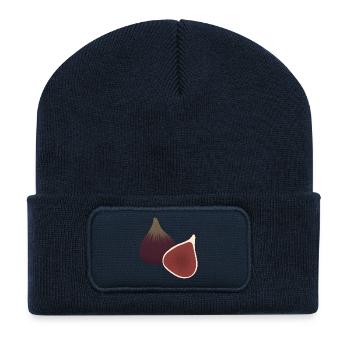 Fig Slice Botanischer Druck - Recycelte Patch Beanie - French Navy - Vorne