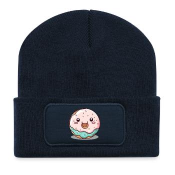 Süßer Donut mit Gesicht - Recycelte Patch Beanie - French Navy - Vorne