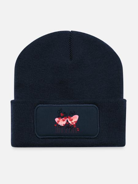 La vie en rose (romantisches Shirt) - Recycelte Patch Beanie - French Navy