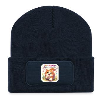 Cuddly Kitten Cuddle Time Design - Recycled Patch Beanie - french navy - Front