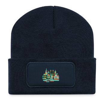 Colorful city panorama on the water - Recycled Patch Beanie - french navy - Front