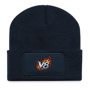 V8 Flame Emblem - Recycled Patch Beanie - french navy - Front