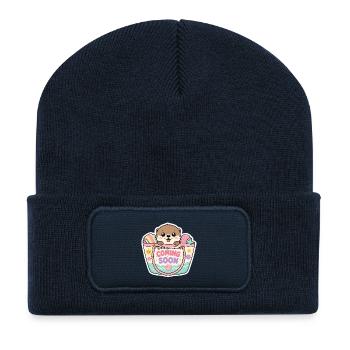 Bientôt autocollant de sac à la plage Baby Otter Otter d’été - Beanie recyclé à patch - bleu marine - Devant