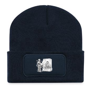 Mensch nach KI Revolution - Recycelte Patch Beanie - French Navy - Vorne