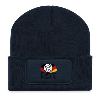 Volleyball Flag Germany - Recycled Patch Beanie - french navy - Front
