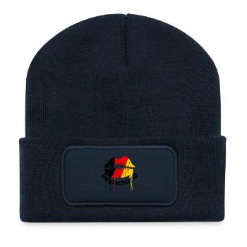 Graffiti Lippen Tropfenkunst - Recycelte Patch Beanie - French Navy - Vorne