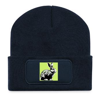 Kaninchen - Recycelte Patch Beanie - French Navy - Vorne