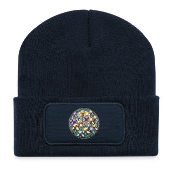 Cercle de vitrail Iris - Beanie recyclé à patch - bleu marine - Devant