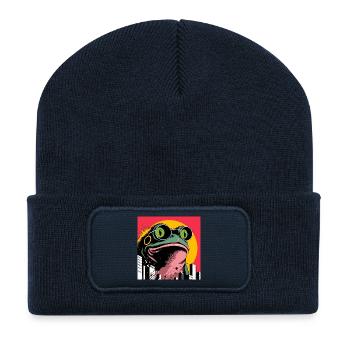 Frog Popart City - Recycled Patch Beanie - french navy - Front