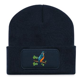 Bunter Vogel - Recycelte Patch Beanie - French Navy - Vorne