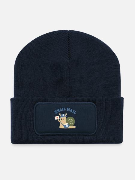 Snail Mail Funny Postman Cute Mail Carrier - Recycled Patch Beanie - french navy