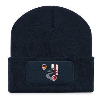 Sila Yolu - Retour : Deux mondes, un voyage - Beanie recyclé à patch - bleu marine - Devant