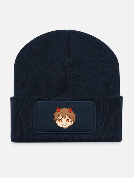 Feuriger Teufelskopf Cartoon - Recycelte Patch Beanie - French Navy