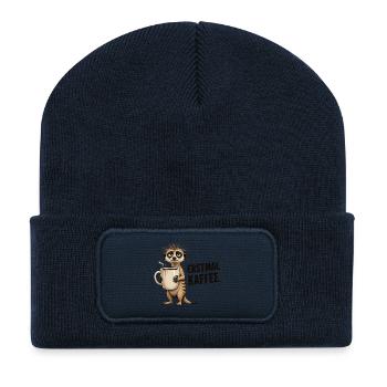Erstmal Kaffee Meerkat - Recycelte Patch Beanie - French Navy - Vorne