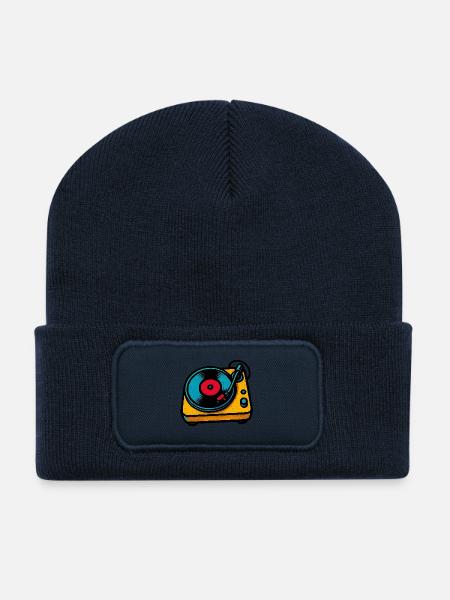 plattenspieler_retro - Recycled Patch Beanie - french navy