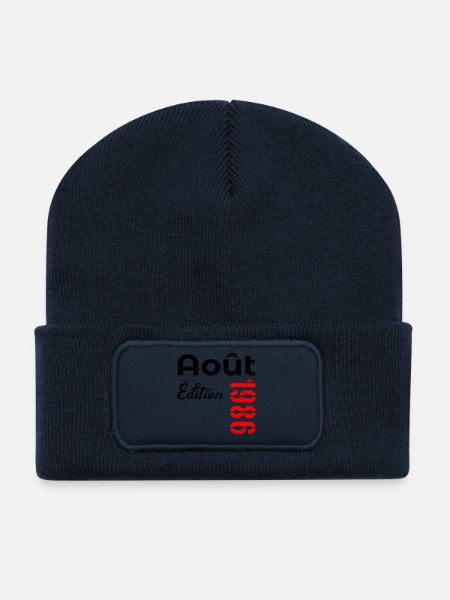 Anniversaire Août 1986 - Beanie recyclé à patch - bleu marine