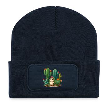 Amis cactus Hérissons dans le paradis du désert - Beanie recyclé à patch - bleu marine - Devant