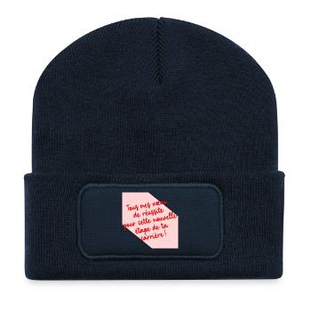 Réussite Nouvau Travail - Beanie recyclé à patch - bleu marine - Devant