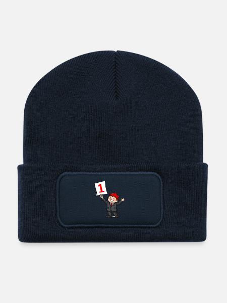 Happy Boy with One (1) – Back to School Comic - Recycled Patch Beanie - french navy