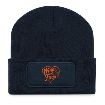 Mom of Four! Herz - Recycelte Patch Beanie - French Navy - Vorne