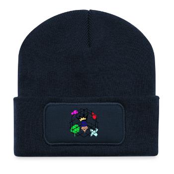 Couronne de graffiti néon - Beanie recyclé à patch - bleu marine - Devant