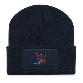 Le cadeau le plus abstrait du monde - Beanie recyclé à patch - bleu marine - Devant