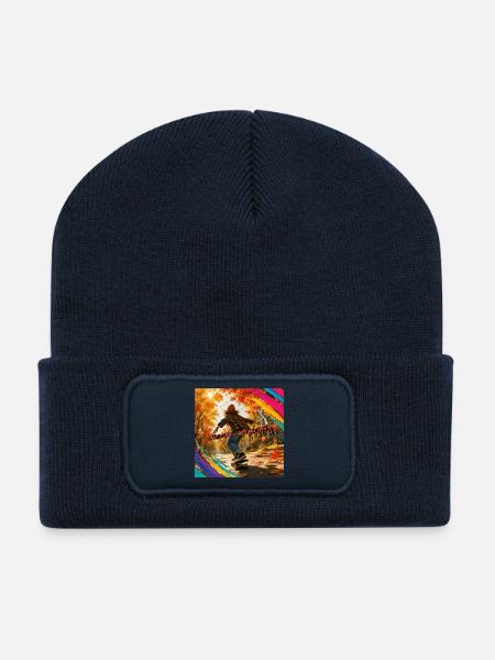 Autumn Skate: Enjoy Life Rolling - Recycled Patch Beanie - french navy