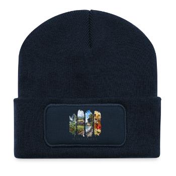 Martinique Travel – Karibik Strand & Kultur Motiv - Recycelte Patch Beanie - French Navy - Vorne