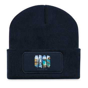 Curacao Urlaub Travel – Karibik Stadt & Meer - Recycelte Patch Beanie - French Navy - Vorne