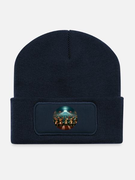 Dino im Kino - Recycelte Patch Beanie - French Navy