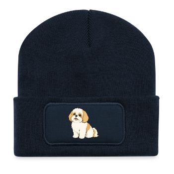 Illustration mignonne de Shih Tzu - Beanie recyclé à patch - bleu marine - Devant