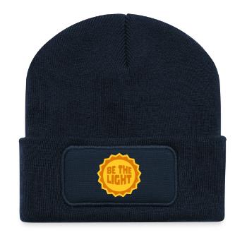 Be The Light Motivierend Positivität Spruch Logo - Recycelte Patch Beanie - French Navy - Vorne
