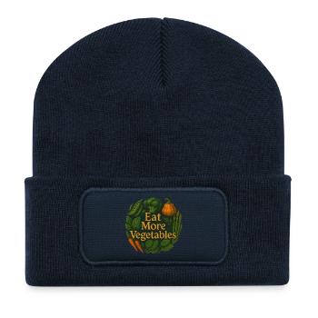 Dessin Eat More Vegetables - Beanie recyclé à patch - bleu marine - Devant