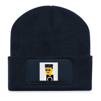 DJ tape-à-l’œil avec des lunettes de soleil noires - Beanie recyclé à patch - bleu marine - Devant