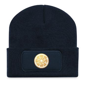 Lemon Summer Gold Citrus Luxury Dolce Vita - Recycled Patch Beanie - french navy - Front