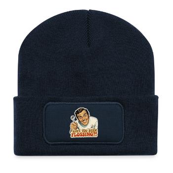 Funny Retro Dentist Meme Art - Recycled Patch Beanie - french navy - Front