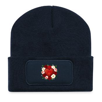 Ornate Heart of Roses - Recycled Patch Beanie - french navy - Front