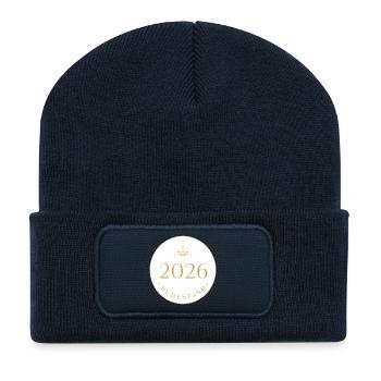 2026 Ruhestand – Minimalistischer Kreis - Recycelte Patch Beanie - French Navy - Vorne