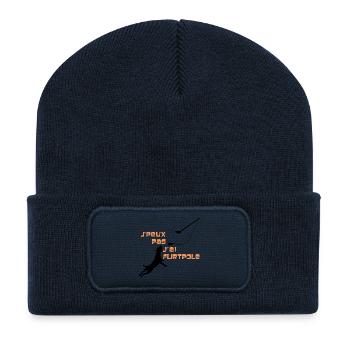 Staffie j'peux pas j'ai flirtpole sport - 002 - Beanie recyclé à patch - bleu marine - Devant