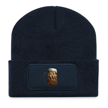 Surreal Beer Vessel of Intertwined Silhouettes - Recycled Patch Beanie - french navy - Front