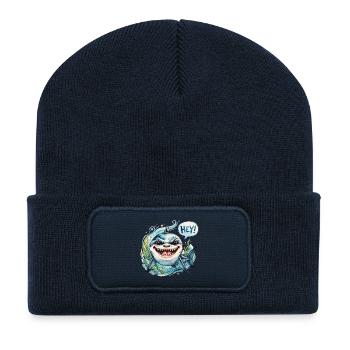 Frecher Hai sagt Hey im Aquarellstil - Recycelte Patch Beanie - French Navy - Vorne