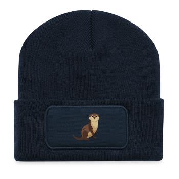 Loutre - Beanie recyclé à patch - bleu marine - Devant