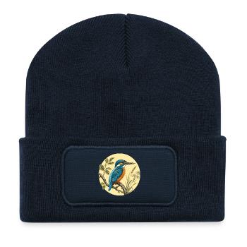 Vintagischer botanischer Eisvögel - Recycelte Patch Beanie - French Navy - Vorne