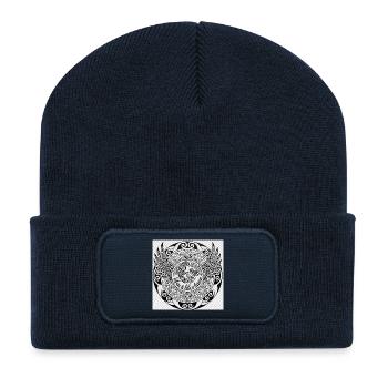 Leben und Leben Lassen Maori Mandala - Recycelte Patch Beanie - French Navy - Vorne