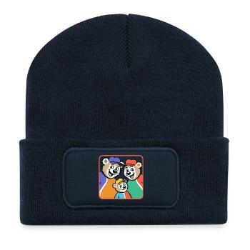Bear family in colorful cartoon style - Recycled Patch Beanie - french navy - Front