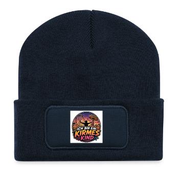 Ich bin ein Kirmes Kind - Recycelte Patch Beanie - French Navy - Vorne